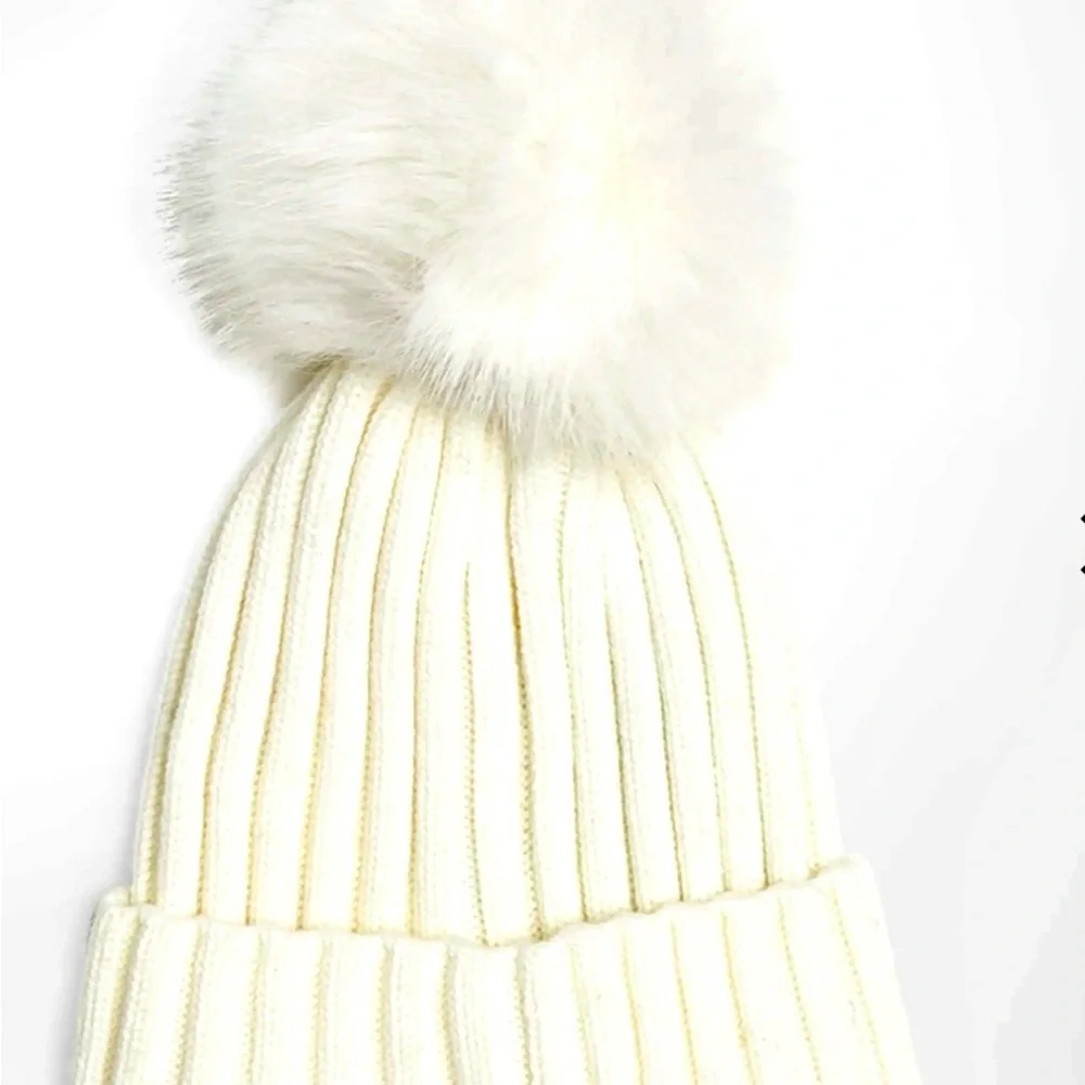 Moncler Off white Wool Real Fox Pom-Pom Beanie - Picture 4 of 5